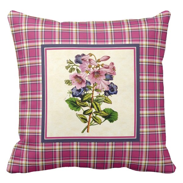 Befaria with hot pink and navy blue plaid pillow