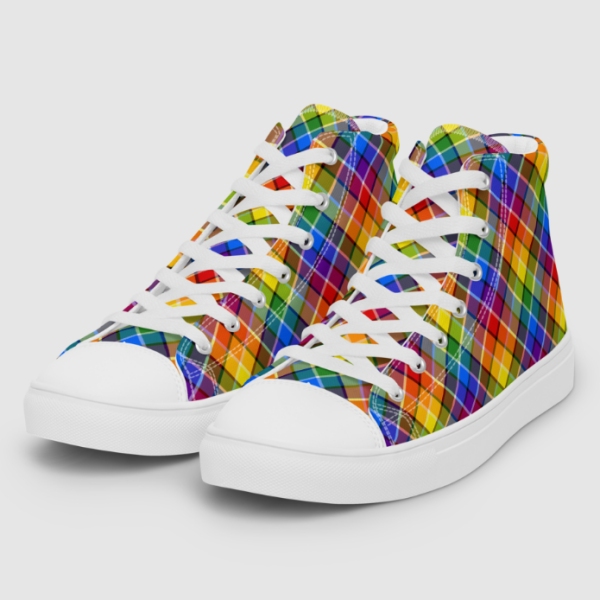 Plaid canvas high top shoes in men's sizes