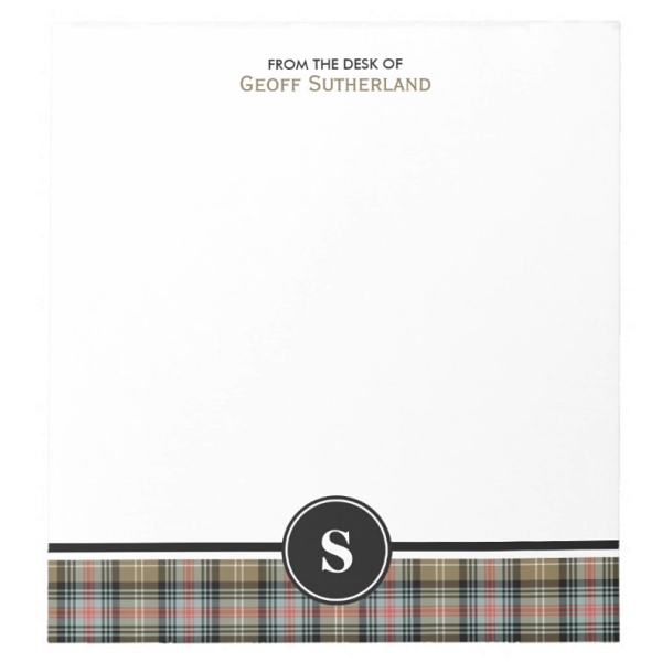 Note pad with plaid border