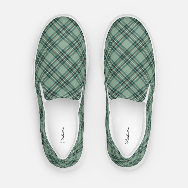 Plaid canvas slip on shoes in women's sizes