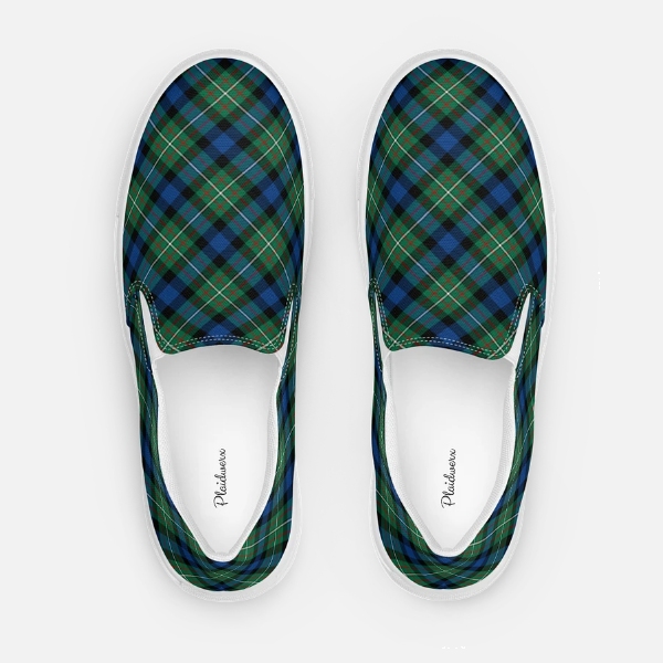 Plaid canvas slip on shoes in men's sizes