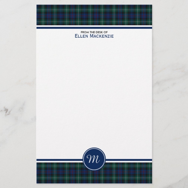 Stationery with plaid border