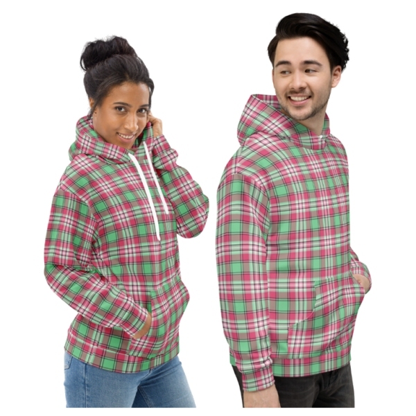 Mint Green and Pink Plaid Hoodie