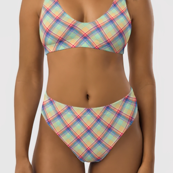 Bright pastel plaid bikini