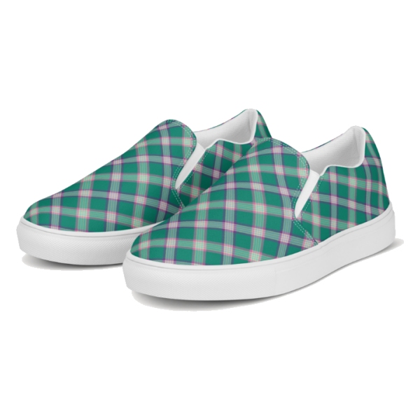 Emerald Green and Purple Plaid Slip-On Shoes