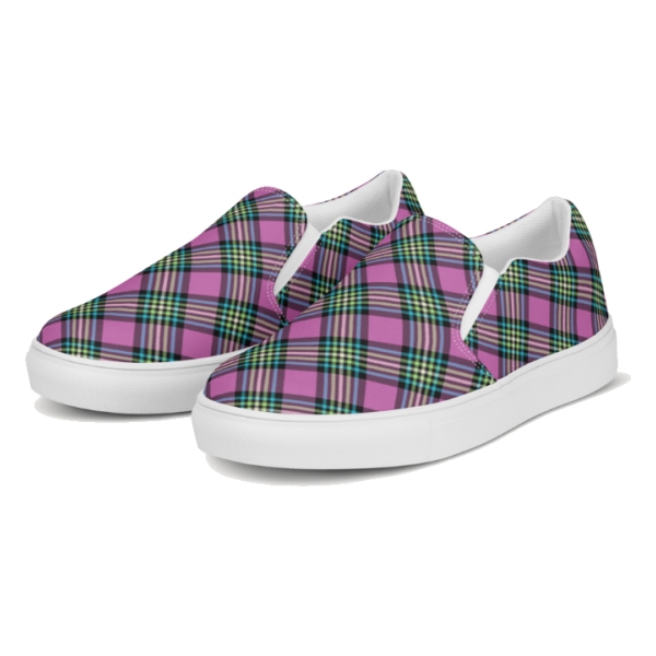 Purple Orchid and Turquoise Plaid Slip-On Shoes