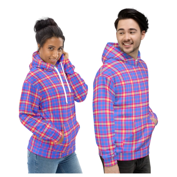 Bright Blue and Hot Pink Plaid Hoodie