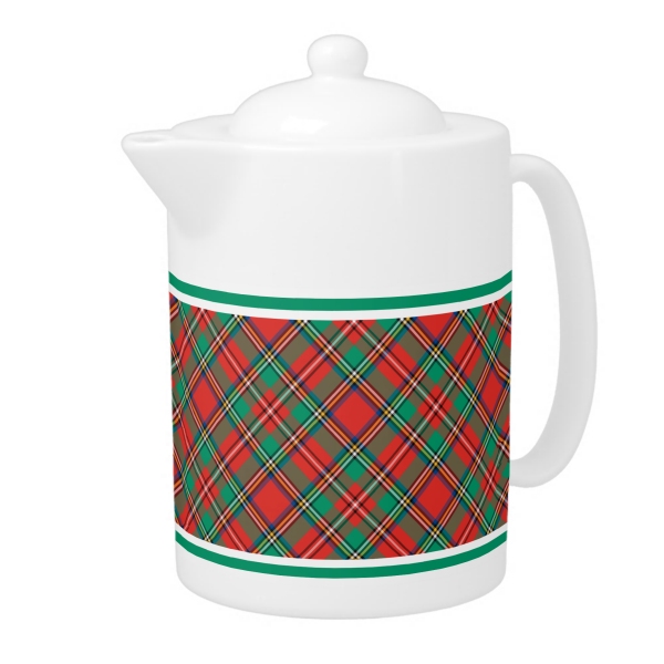 Classic Christmas plaid teapot