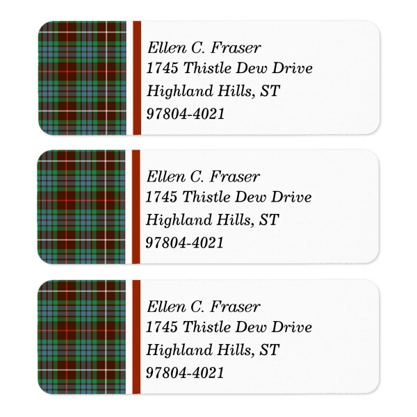 Return address labels with Fraser Hunting tartan border
