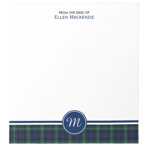 Note pad with Mackenzie tartan border