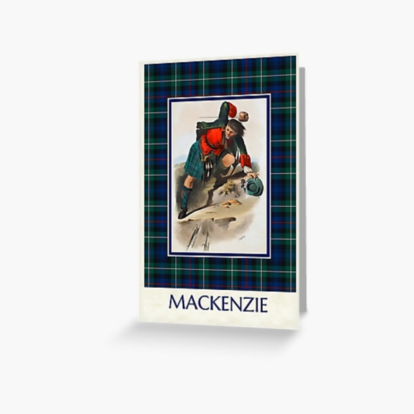Mackenzie vintage portrait with tartan greeting card