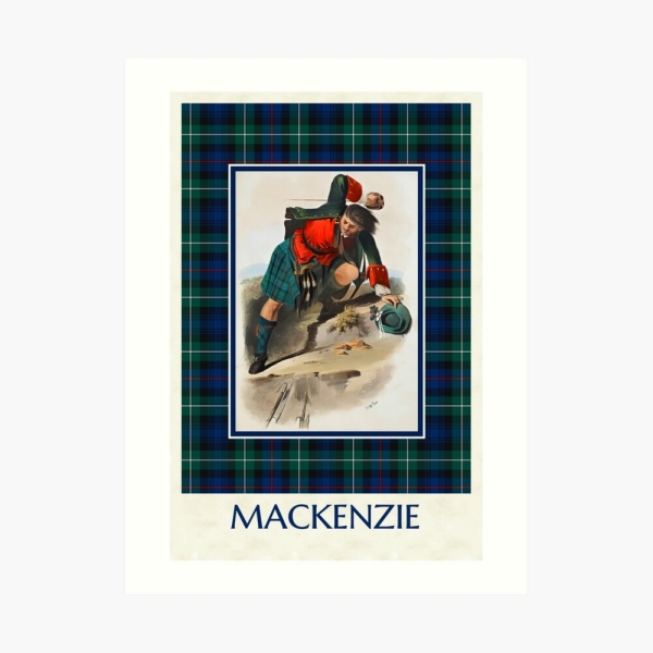 Mackenzie vintage portrait with tartan art print