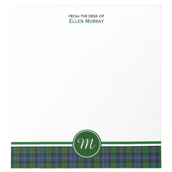 Note pad with Murray tartan border