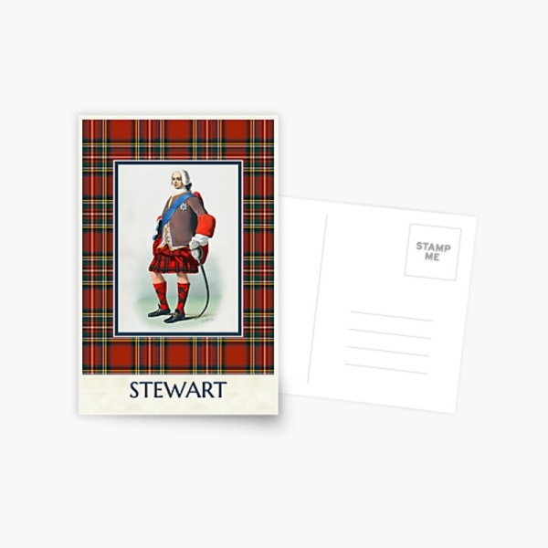 Royal Stewart vintage portrait with tartan postcard