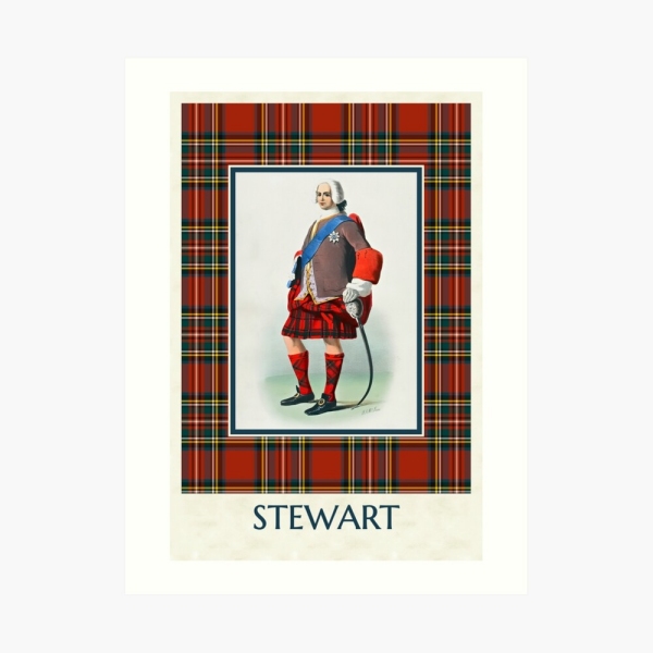 Royal Stewart vintage portrait with tartan art print