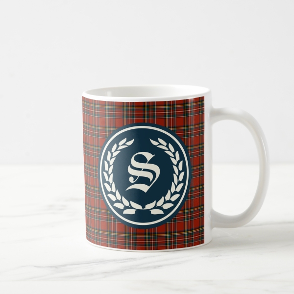 Royal Stewart tartan monogrammed coffee mug