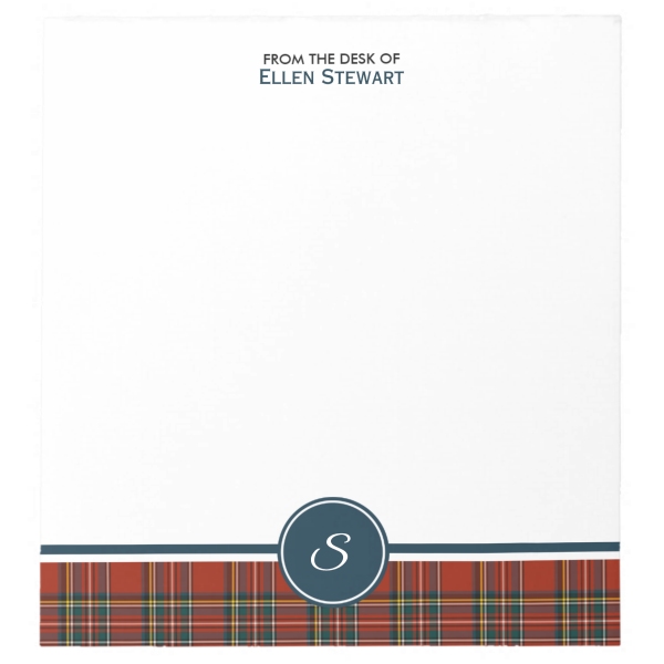 Note pad with Royal Stewart tartan border