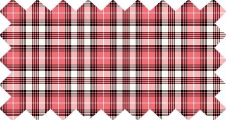 Coral pink, black, and white plaid