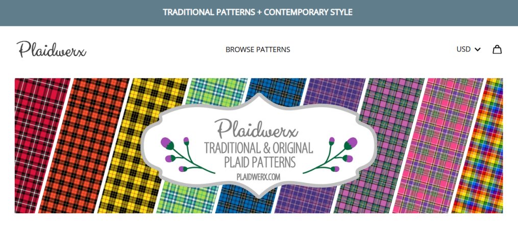Screenshot of the Plaidwerx shop at Fourthwall