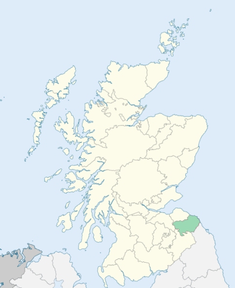 Map of Scotland with Berwickshire highlighted
