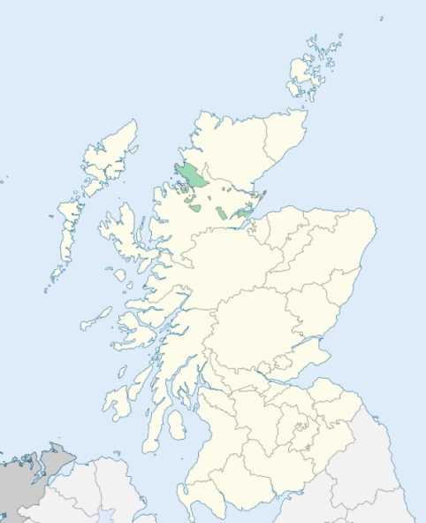 Map of Scotland with Cromartyshire highlighted