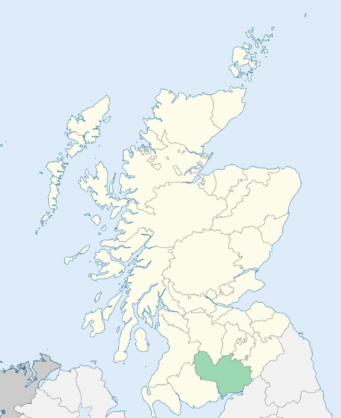Map of Scotland with Dumfriesshire highlighted