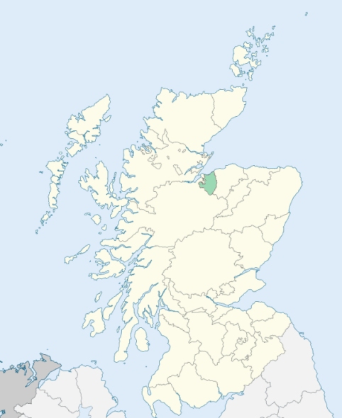 Map of Scotland with Nairnshire highlighted