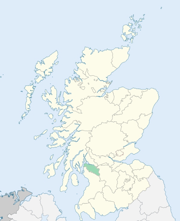 Map of Scotland with Renfrewshire highlighted