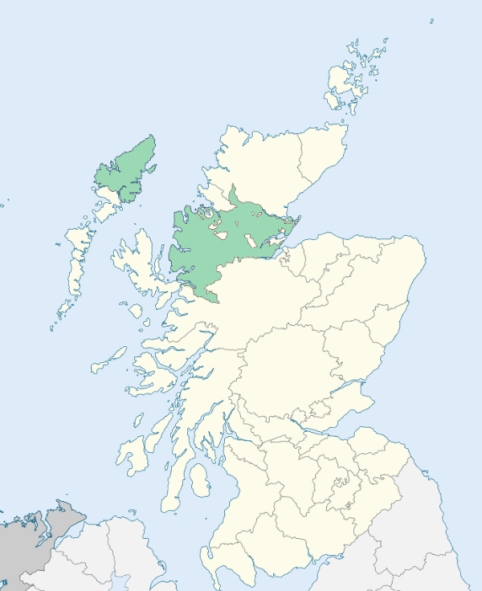 Map of Scotland with Ross-shire highlighted
