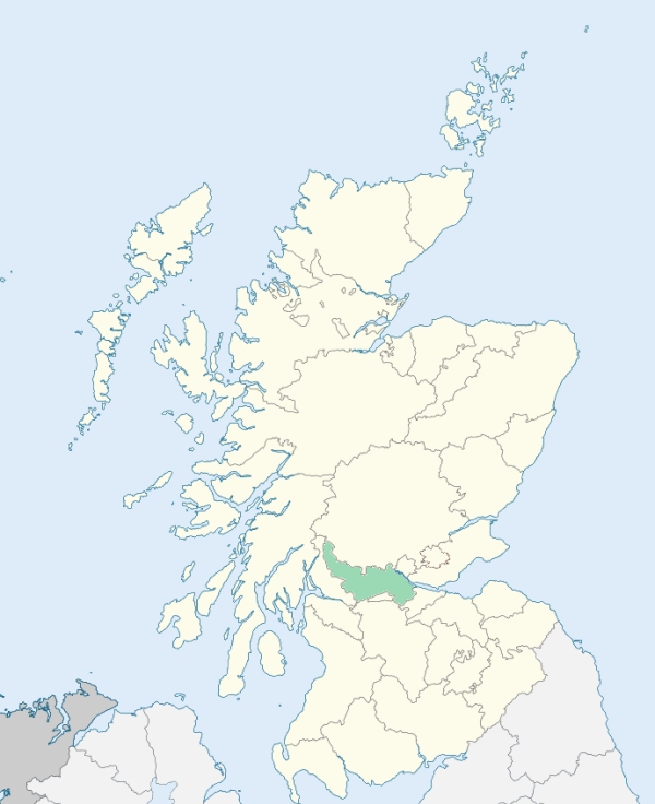 Map of Scotland with Stirlingshire highlighted
