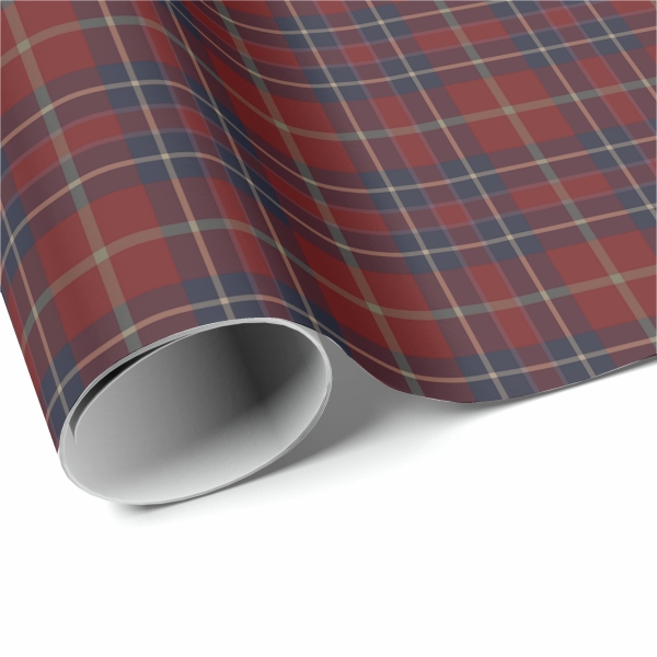 Dark Red and Navy Blue Plaid Wrapping Paper