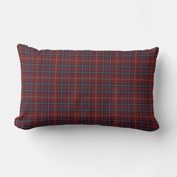 Dark Red and Navy Blue Plaid Pillow