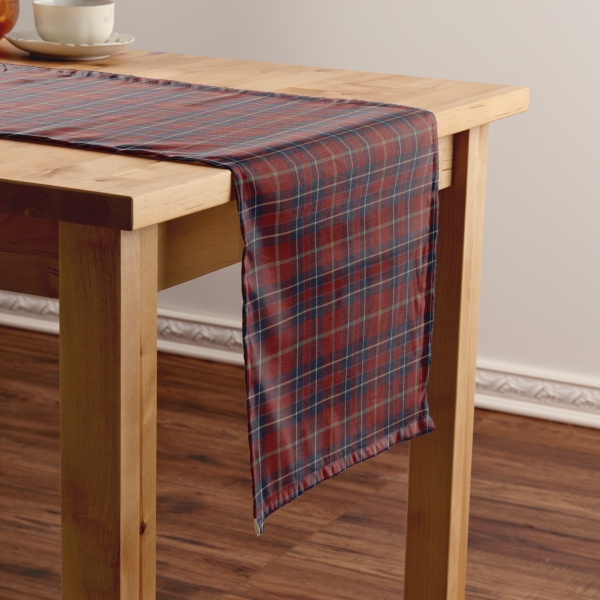 Dark Red and Navy Blue Plaid Table Runner