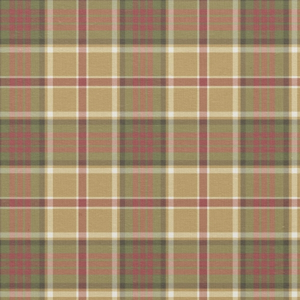 Gold and Moss Green Plaid Fabric