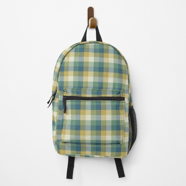 Green and Blue Checkered Plaid Backpack