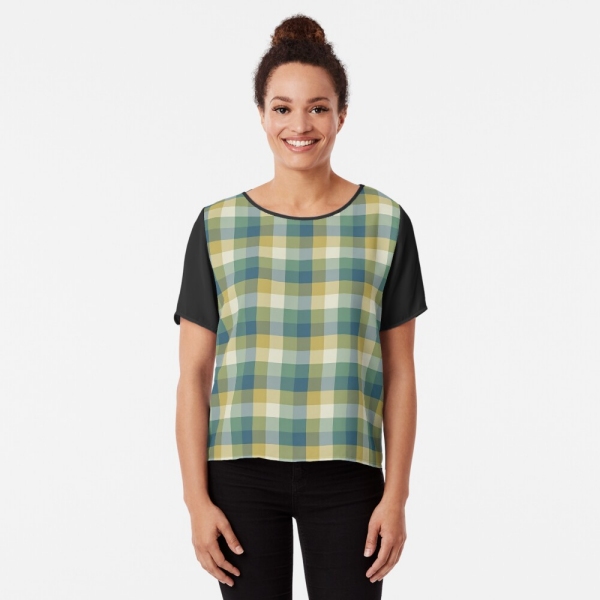 Green and Blue Checkered Plaid Top