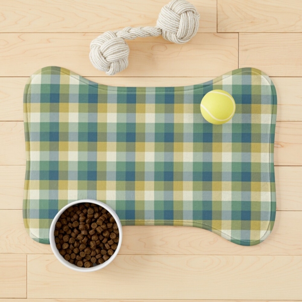 Green and Blue Checkered Plaid Pet Mat