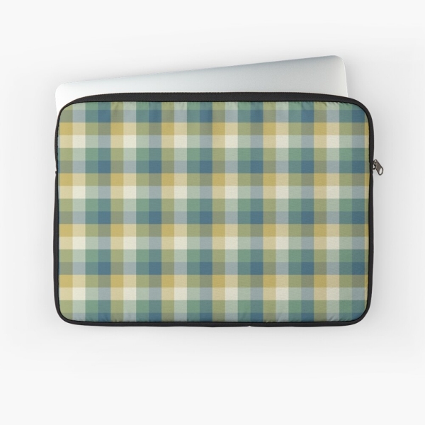 Green and Blue Checkered Plaid Laptop Case