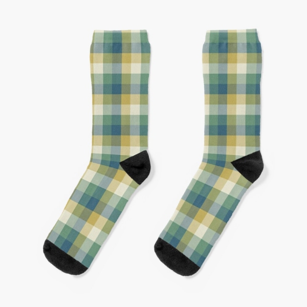 Green and Blue Checkered Plaid Socks