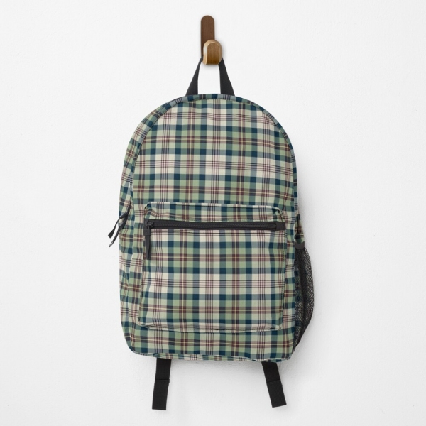 Green and Navy Blue Plaid Backpack