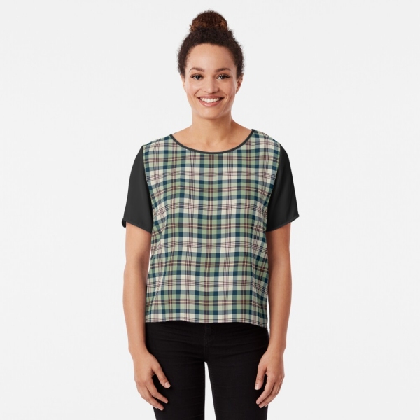 Green and Navy Blue Plaid Top