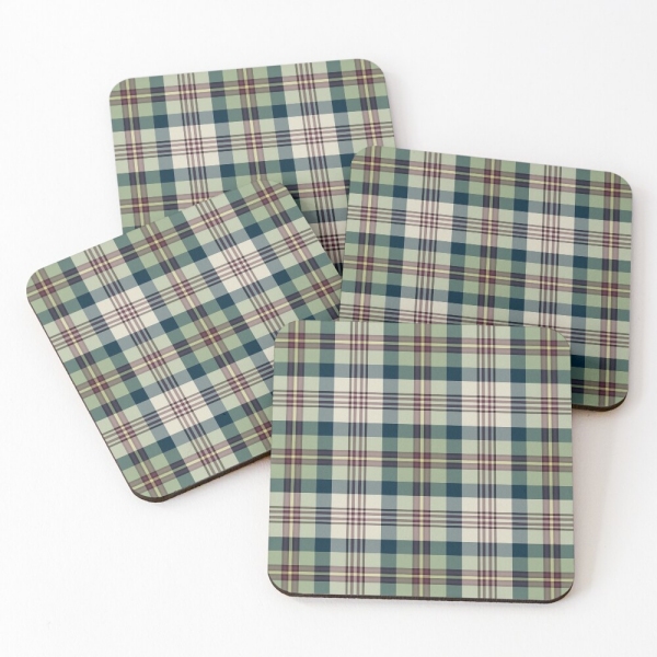 Green and Navy Blue Plaid Coasters