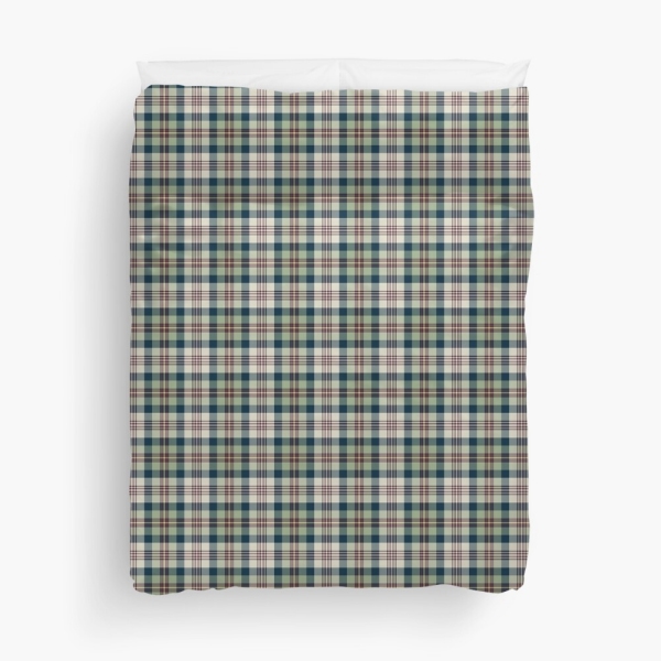 Light green and navy blue plaid duvet cover