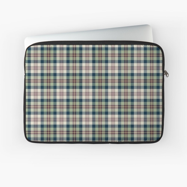 Green and Navy Blue Plaid Laptop Case