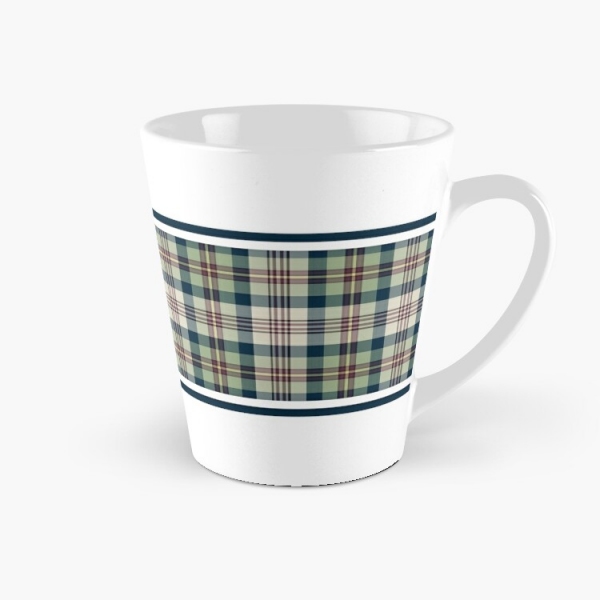 Light green and navy blue plaid tall mug