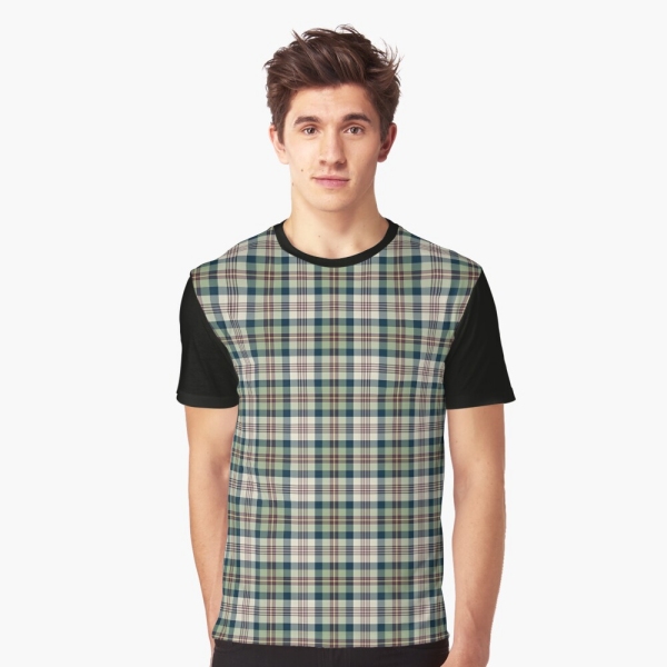 Light green and navy blue plaid tee shirt