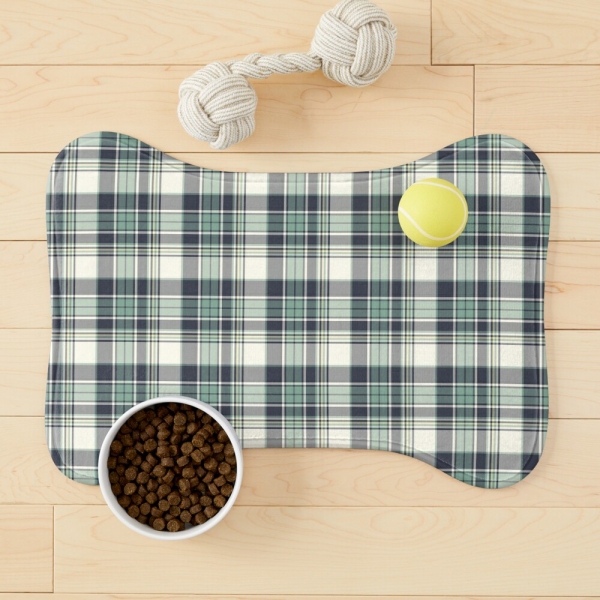 Seafoam green and navy blue plaid pet mat