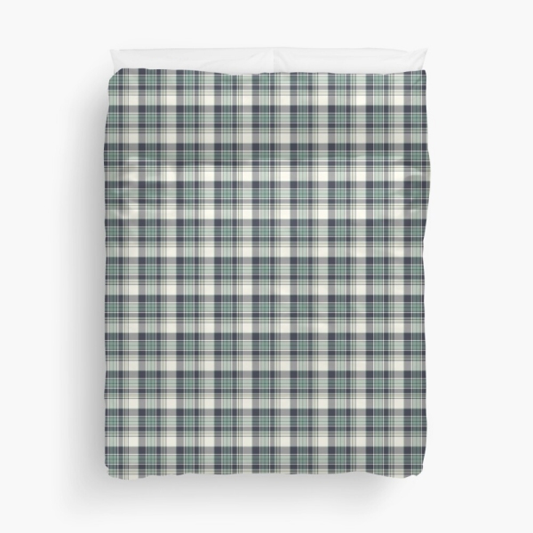 Seafoam green and navy blue plaid duvet cover