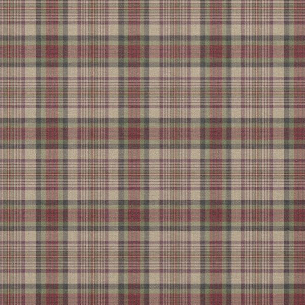 Tan, Dark Red, and Green Plaid Fabric