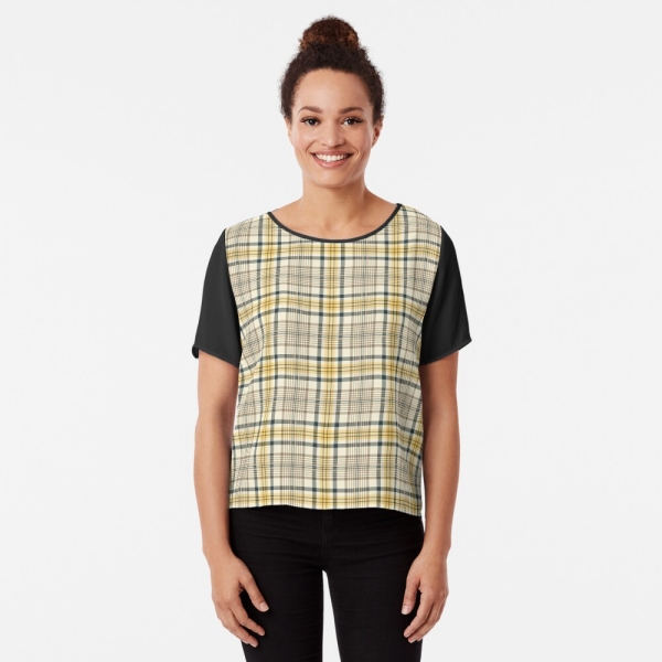 Yellow and Navy Blue Plaid Top